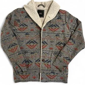 Obey Men's Multicolor Aztec Pattern Sherpa Jacket